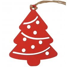 Χριστουγεννιάτικo Ξύλινo Δεντράκι Κόκκινο (10cm)